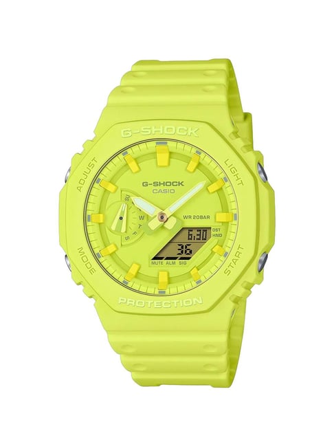 Casio G-Shock GA-2100-9A9DR Yellow Analog-Digital Dial Yellow Resin Strap  Men's Watch G1523