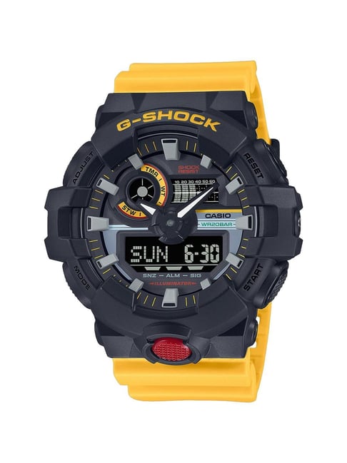 Casio G-Shock GA-700MT-1A9DR Black Analog-Digital Dial Yellow Resin Strap  Men's Watch G1507