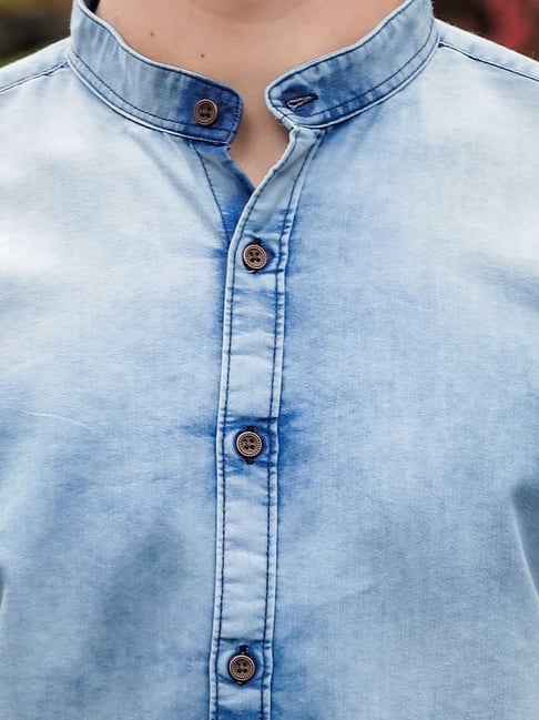 Bushirt Ice Blue Regular Fit Denim Shirt