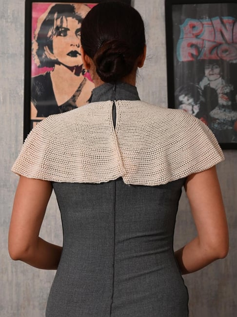 Odette White Pearl Embellished Cape