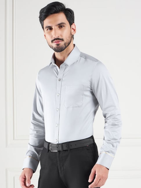 Louis Stitch Grey Cotton Regular Fit Shirt-picture-16