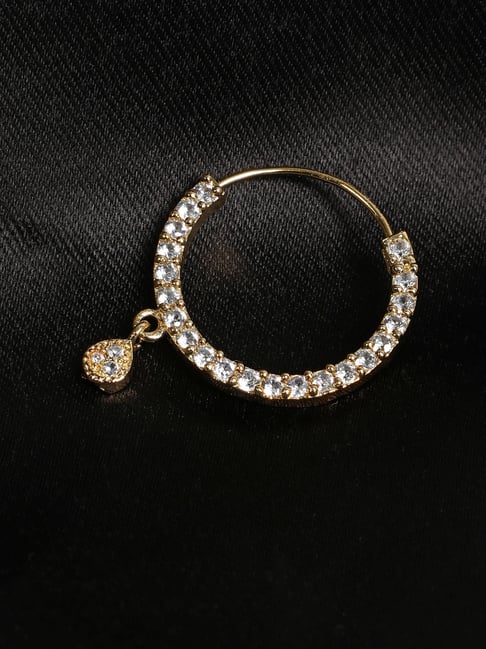 Aatmana Gold-Plated American Diamond Studded Traditional Nose Ring for Women & Girls