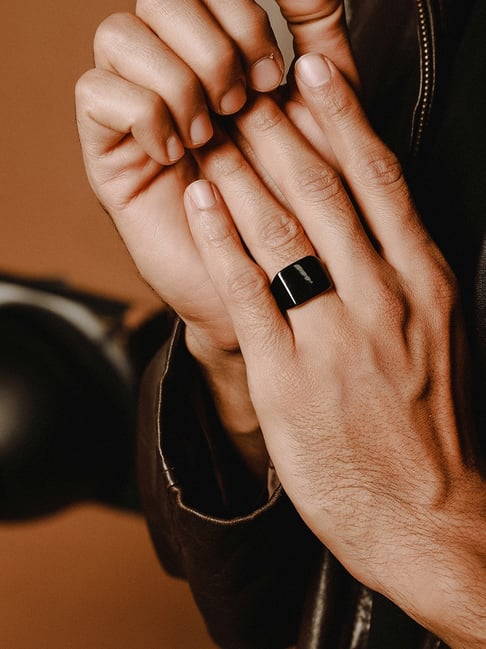 Finger Black Ring For Men Aflipshop Black Matt Finish Plain Men