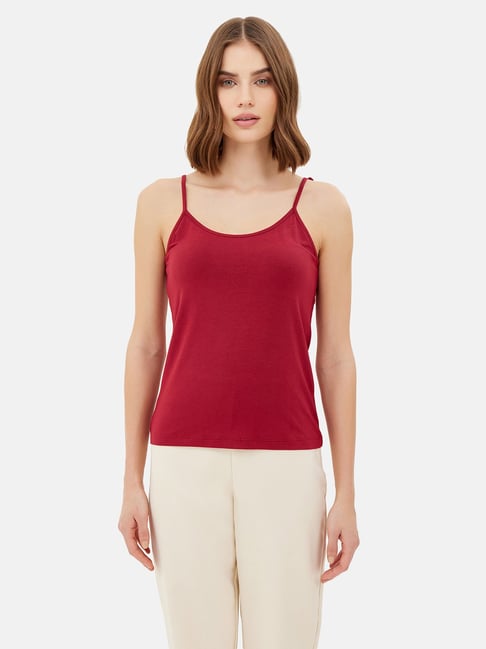Kazo Maroon Cotton Camisole