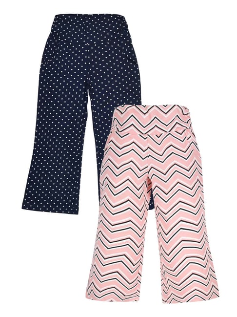 Plum Tree Kids Navy & Pink Cotton Printed Palazzo (Pack of 2)-picture-34