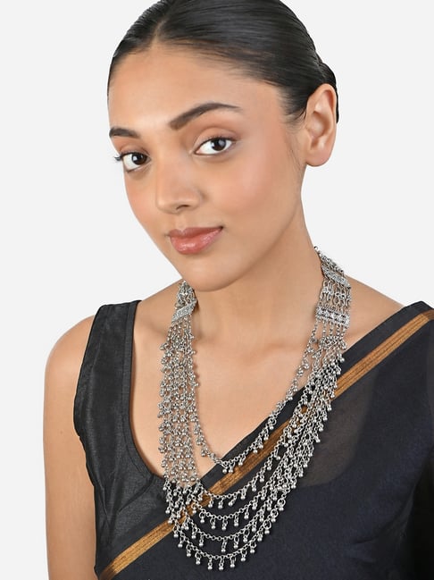 Buy Fida Statement Silver Oxidized Ghunghroo Multi Layered