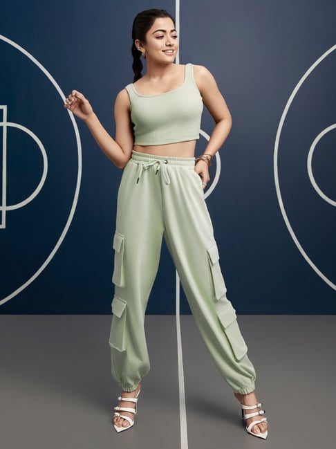 Bewakoof Light Green Crop Top With Joggers