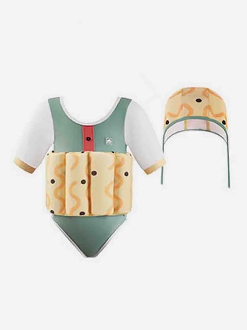 Little Surprise Box Kids Olive & Yellow Printed Swimfloatsuit-picture-38