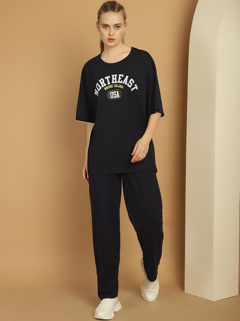 Vimal Jonney Black Cotton Printed T-Shirt & Track Pants Set-picture-38