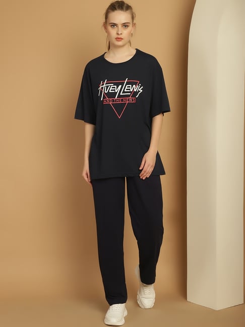 Vimal Jonney Black Cotton Printed T-Shirt & Track Pants Set-picture-40