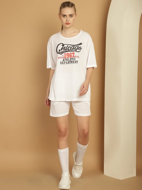 Vimal Jonney White Cotton Printed T-Shirt & Shorts Set-picture-31