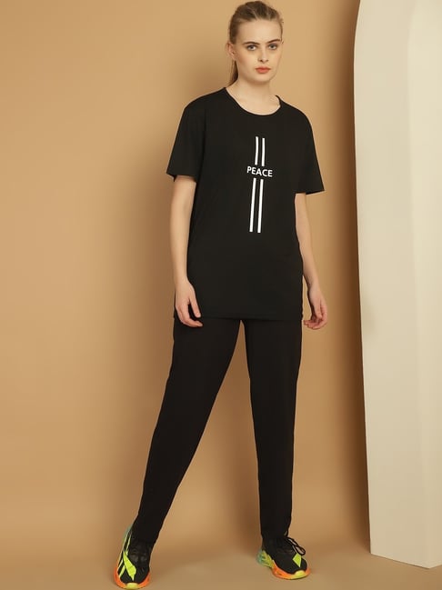 Vimal Jonney Black Cotton Printed T-Shirt & Track Pants Set-picture-31