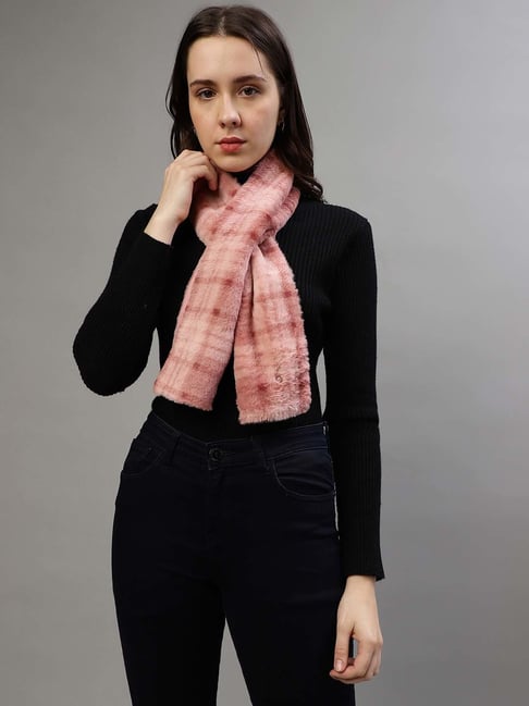 Iconic Pink Cotton Chequered Muffler