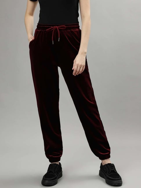 Iconic Women Textured Regular Fit Polyester Track Pants