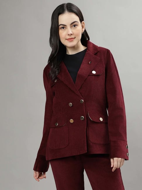 Iconic Women Textured Regular Fit Cotton Blazers