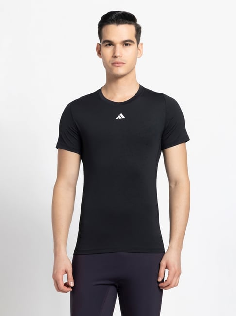 Buy Adidas Black Tight Fit Sports T Shirt for Mens Online Tata CLiQ