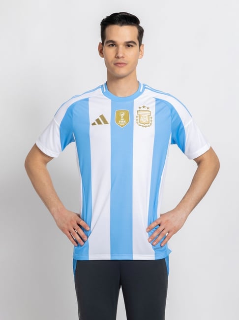 Adidas White & Blue Slim Fit Striped Jersey-picture-40