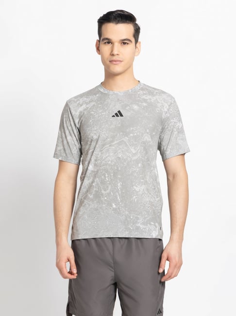 Adidas Green Slim Fit Printed Sports T-Shirt