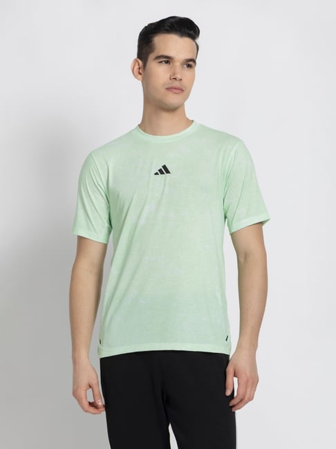 Adidas Green Slim Fit Printed Sports T-Shirt
