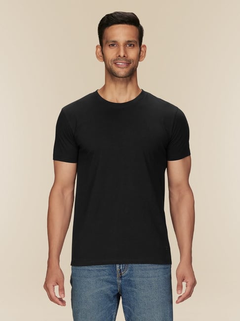 XYXX Pitch Black Cotton Regular Fit T-Shirts