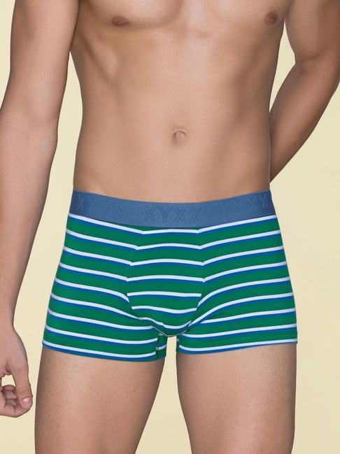 XYXX Amazon Green Slim Fit Striped Trunks-picture-21