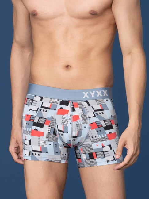 XYXX Skyline Blue Slim Fit Printed Trunks-picture-32