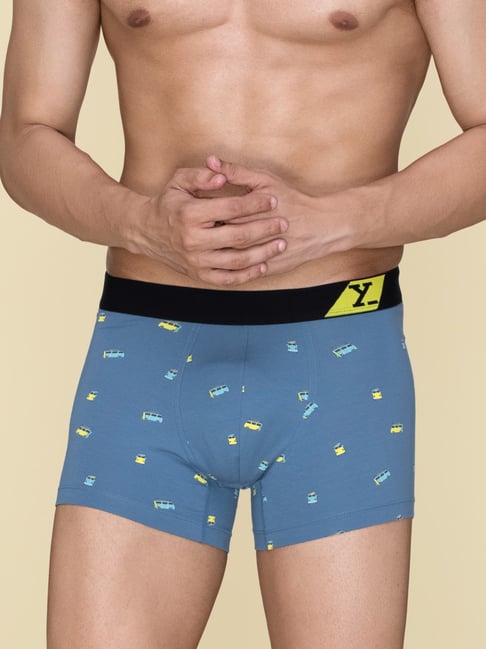XYXX Bus Blue Cotton Regular Fit Printed Trunks-picture-33