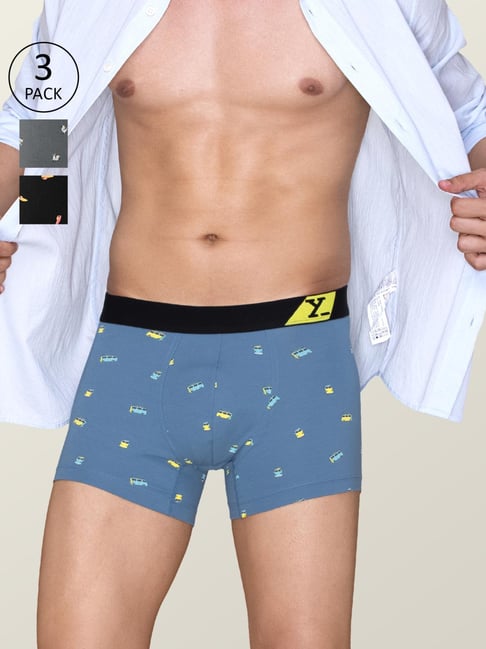 XYXX Multicolored Cotton Regular Fit Printed Trunks - Pack Of 3-picture-24