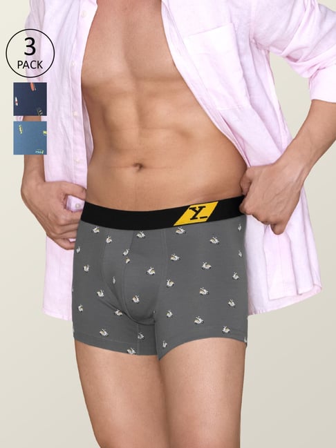 XYXX Multicolored Cotton Regular Fit Printed Trunks - Pack Of 3-picture-10