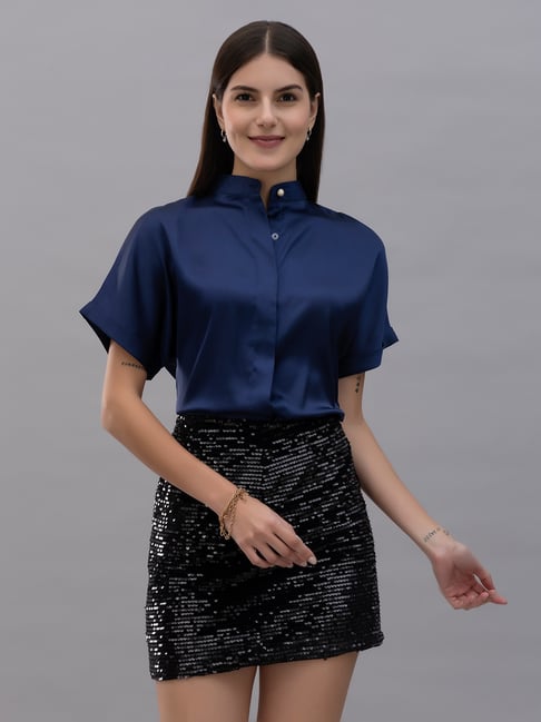 PURYS Navy Regular Fit Shirt-image-9