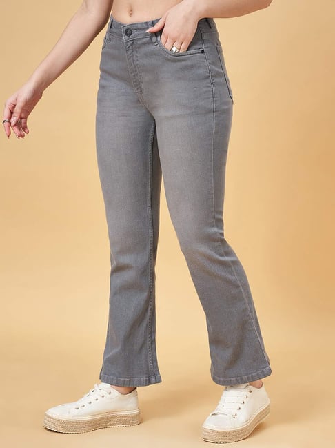 YU by Pantaloons Grey Cotton Mid Rise Bootcut Jeans