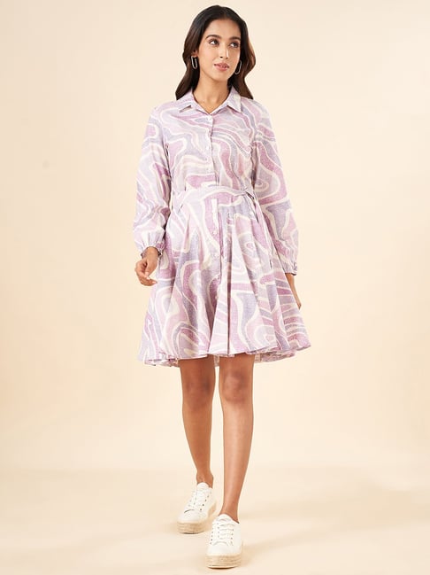 Akkriti by Pantaloons Purple Cotton Printed A-Line Dress-picture-19