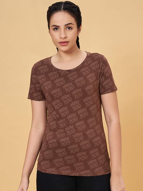 Ajile by Pantaloons Brown Cotton Printed Sports T-Shirt-picture-17