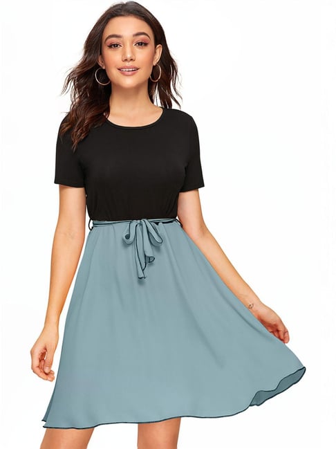 blue and black dress meaning Women's Chic Uprising Sleeveless Floral Maxi Dress in Black/Blue