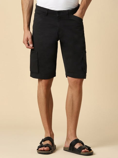 Allen Solly Black Cotton Slim Fit Cargo Shorts-picture-41