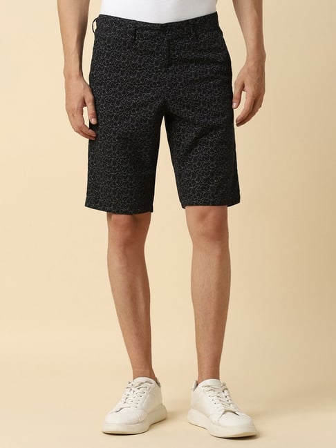 Allen Solly Black Cotton Slim Fit Printed Shorts-picture-31
