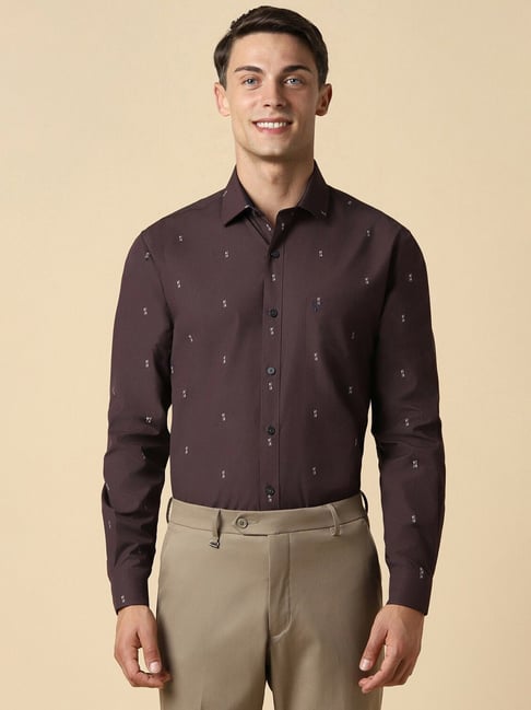 Allen Solly Brown Cotton Slim Fit Printed Shirt-picture-45