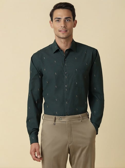 Allen Solly Green Cotton Slim Fit Printed Shirt-picture-21