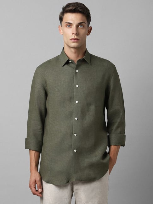 Buy Louis Philippe Green Linen Slim Fit Texture Shirt for Mens Online Tata CLiQ