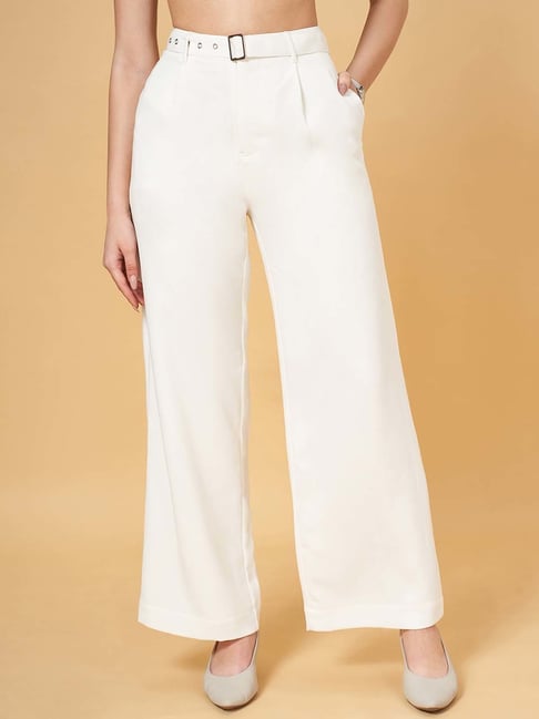 Annabelle by Pantaloons White Regular Fit Flared Pants-picture-46