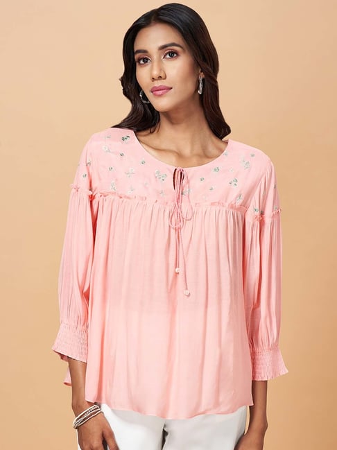 Marigold Lane Pink Embroidered Top-picture-28