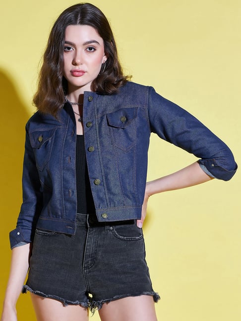 BUYNEWTREND Navy Denim Jacket