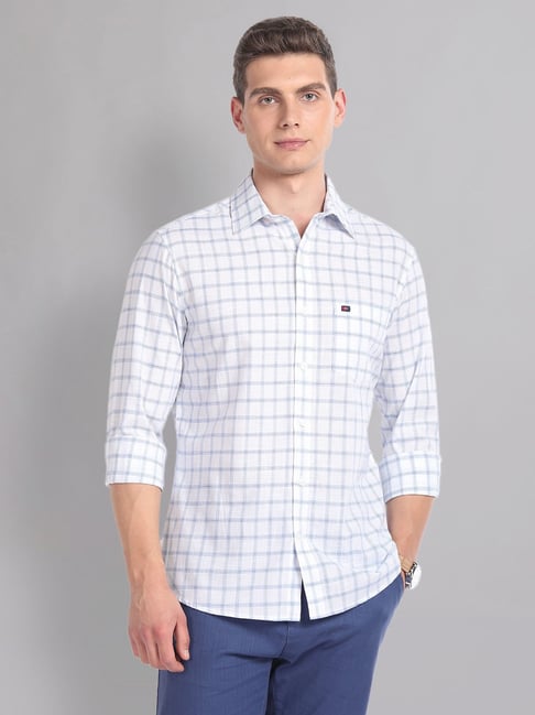 AD by Arvind Blue & White Slim Fit Check Shirt-picture-40