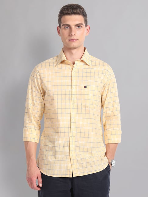 AD by Arvind Yellow Slim Fit Check Shirt-picture-44