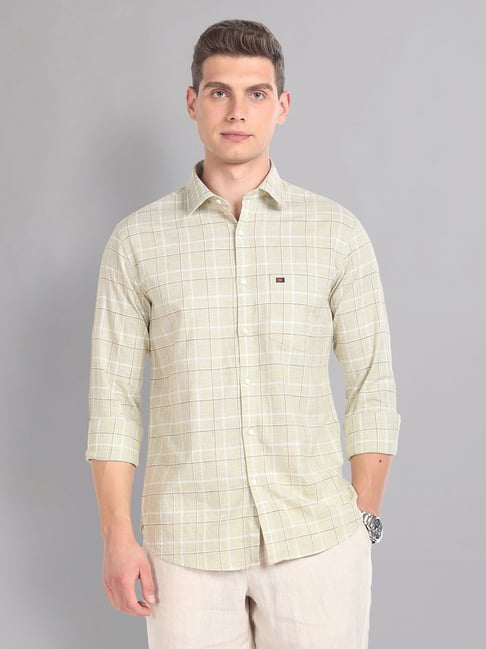 AD by Arvind Sage Green Slim Fit Check Shirt-picture-32