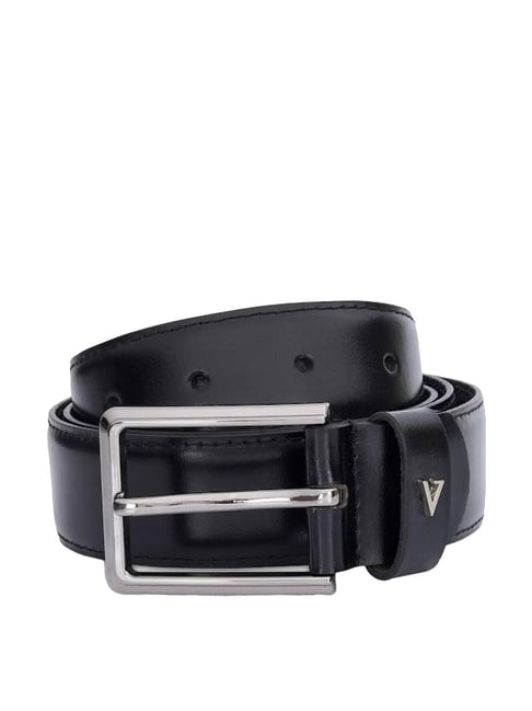 The Vertical Black Leather Formal Belt for Men