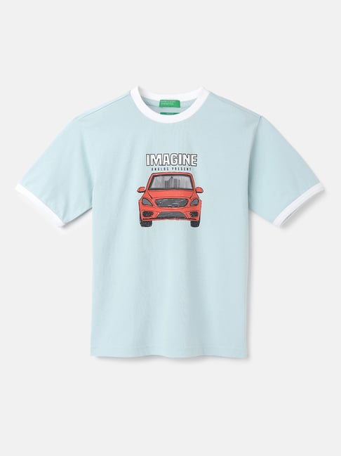 United Colors of Benetton Kids Blue Printed T-Shirt
