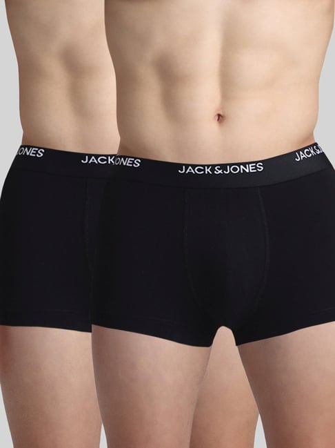 Jack & Jones Black Regular Fit Trunks - Pack Of 2