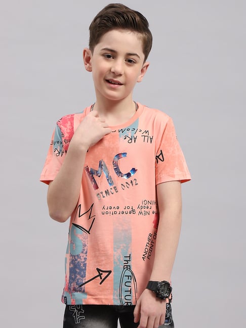 Monte Carlo Kids Peach Printed T-Shirt - Main Image
