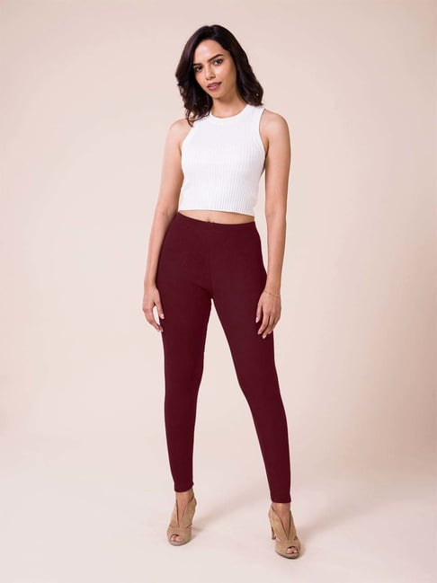 Go Colors! Maroon Mid Rise Leggings-picture-21